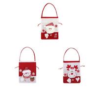 3PCS Christmas Tote Bag, 3D Santa Snowman Reindeer, Reusable Drawstring Red Gift Bags,Christmas Doll Bag for Candy Party Holiday Present (A-3pcs)