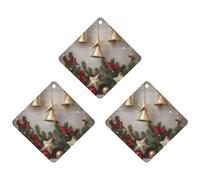 3PCS Christmas Tree And Bells Car Air Freshener Hanging Scented Cards Cute Black Car Fresheners Long Lasting New Cars Scents for Women Men Natural Air Freshener with Lanyard Automotive Freshies