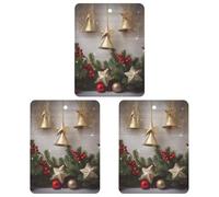 3PCS Christmas Tree And Bells Car Air Freshener Hanging Scented Cards Cute White Car Fresheners Long Lasting New Cars Scents for Women Men Natural Air Freshener with Lanyard Automotive Freshies