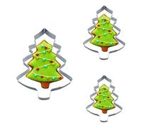 3Pcs Christmas Tree Cookie Cutters Christmas Cookie Cutter Set Stainless Steel Xmas Tree Cookie Cutter Christmas Biscuit Cutters Xmas Pastry Fondant Cutter for Baking