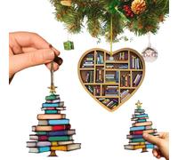 3PCS Christmas Tree Decorations, For Book Lover Gifts, Stacked Books Pendant Hanging Gift Christmas Decor