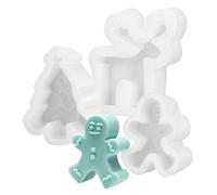 3pcs Christmas Tree Gingerbread Deer Silicone Mold for Candle Making