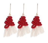 3pcs Christmas Tree Hanging Ornaments Wooden Macrame Decor