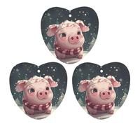 3PCS Christmas Tree Piggy Car Air Freshener Hanging Scented Cards Cute Black Car Fresheners Long Lasting New Cars Scents for Women Men Natural Air Freshener with Lanyard Automotive Freshies