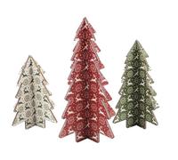 3pcs Christmas Tree Table Decor, 3D Christmas Tree Tiny Tabletop Decorations Wooden Christmas Tree Mini Centerpiece Signs for Xmas Home Shelf Room Office Tiny Party Supplies (3 Styles)