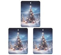 3PCS Christmas Trees Car Air Freshener Hanging Scented Cards Cute Black Car Fresheners Long Lasting New Cars Scents for Women Men Natural Air Freshener with Lanyard Automotive Freshies