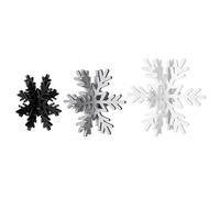 3PCS Christmas Wooden 3D Snowflake Decorations, White, Silver, Black Self Standing Snowflake Christmas Table Centerpieces Desktop Ornaments for Holiday, Xmas Festive Party Decor