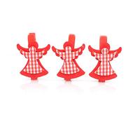 3pcs Christmas Wooden Peg Mini Red Angle Design Clips Colourful Christmas Decorations