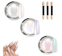 3Pcs Chrome Nail Powder, Glossy, Iridescent & Mirror Effect, Diy Nail Art, Aurora Iridescent Pearlescent Nail Chrome Powders, Pearlescent Magic Mirror Effect Pigment Powder