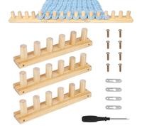 3Pcs Chunky Knitting Blanket Loom, 35" Wooden Knitting Loom for Chunky Yarn, Chunky Blanket Loom Kit with Screwdriver & Assembly Tools DIY Hand Yarn Crafts Beginners Throws Afghans Supplies (90cm)