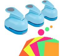 3Pcs Circle Punch with 30 colorful craft stickers 10mm 15mm 25mm Portable Scrapbooking Punches, Circle Cutter for DIY Crafting Scrapbooking Card Photo Album (Blue)