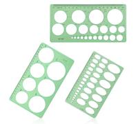 3pcs Circle Template, Plastic Round Circle Stencil Geometric Circle and Oval Formwork Ruler Drafting Tool for Drawing Measuring for Office School Building Drawings (Green)