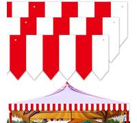 3Pcs Circus Theme Party Decorations, White & Red Striped Circus Awning Decor Carnival Decorations Hanging Banners Circus Tent Decor, Plastic Circus Cover Holiday Decors for Carnival Party Supplies