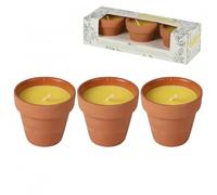 3pcs Citronella Candle Set in Terracotta Pots Decor Pack