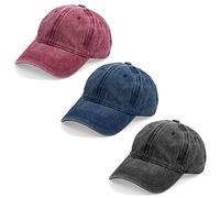 3PCS Classic Baseball Cap, Low Profile Hats Adjustable Washed Plain Baseball Hat Cap Dad Hat for Men Women, Black+navy Blue+burgundy, Medium