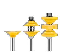 3pcs Classical Extended Tenon Entry Door Rail And Stile Router Bit Set,8mm 12mm 1/2 Inch Shank Carbide Woodworking Milling Cutter Tools(12mm)