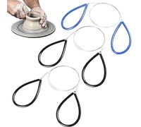3PCS Clay Cutters - Cheese Wire Cutter - Pottery Steel Wire Tools - mud Pottery Cutting Tools - Suitable for Clay Cutters, Dough, Pottery, and Art Sculptures (Black, Blue)