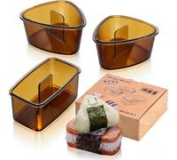 3PCS Clear Amber Onigiri Rice Ball Mold Maker Kit, Musubi Press, Triangle Sushi Press for Kid Lunch Bento, Non-stick, BPA-Free
