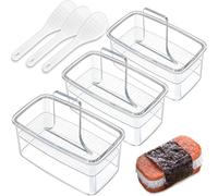 3PCS Clear Musubi Press Mold, Non-Stick Musubi Maker, BPA-Free Onigiri Mold Sushi Press for Hawaiian Musubi Home DIY (with 3 Rice Ladles)