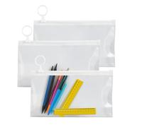 3PCS Clear Pencil Case for Exams A6 Size Transparent Zipper Stationery Pouch for School, Office, Travel - See Through Durable Pen Bag for Boys & Girls