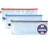 Pencil Case Tuff Bag Zip Wallet Clear Plastic Wallets Zipped Pouch File Pencil Case Folder Water Resistant Reinforced Heavy Duty Mesh Bags (Pencil Case - 3 Pack)