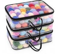 3pcs Clear Yarn Storage Organiser with Handles, Large Dust-Proof Wool Storage Bags with Zips for Knitting & Crochet Accessories, Portable Yarn Bag for Craft Storage & Saving Space