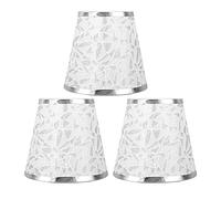 3PCS Clip on Cloth Lampshade, Modern Barrel Fabric Lamp Shades Chandelier Shades for E14 Bulb Home Kitchen Bedroom Wall Table (Silver)