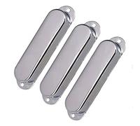3pcs Closed Brass Single Coil Pickup Covers For Fender Strat Squier Electric Guitar Part (Silver)