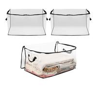 3Pcs Clothes Storage Bags Organizer 60L PVC Clear Blanket Storage Bags with Handles and Zipper Heavy Duty Moving Totes Packing Bag Waterproof Closet Organizer for Bedding Duvet Clothes Toy