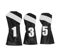 3PCS Club Head Cover Set, PU Leather Protective Headcovers with Soft Plush Lining, Complete Wood Headcovers for Men and Women, Lightweight and Stylish for (Black)