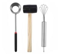 3PCS Coconut Opener Tool, Easy to Open Young Coconut Kit, Heavy Duty Coconut Breaker, Opener Scraper for Kitchen Home