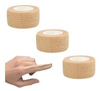 3Pcs Cohesive Finger Tape,Self Adherent Cohesive Bandages, Elastic Sports Tape for Finger Wrist Self Adhesive Bandage Pet Vet Wrap for Cat Dog 2.5cm Wide x 4m Long (Skin Color)