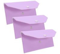 3pcs Coin Purse with Snap Button Purple PU Leather for Banknotes | Compact Pouch, Minimalist Pure Colour Finish, Fits Handbags, for Office Workers and Home Budgeting