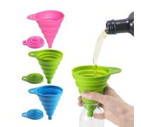 3Pcs Collapsible Funnel Silicone Kitchen Funnel Rainbow Colors Small Funnels, Foldable Funnels, Cooking Accessories Gadgets for Filling Bottles Containers Water Bottle Oil Beer Jam Food Liquid