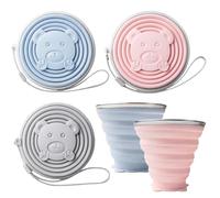 3PCS Collapsible Travel Mug, Foldable Cup for Camping and Portable Coffee, Lightweight Collapsible Coffee Cup Set, Three Silicone Folding Cups with 320 ML Capacity, Pastel Blue Grey Pink Colours