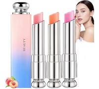 3PCS Color Changing Lipstick Lip Balm Set,Long Lasting Moisturizer Tinted Lip Balm,Tinted Lip Bal/m Cr/ystal Je/lly Lipstick,Temperature Color Change Balm,Na/tural Lip Protection Lip Repair Gifts