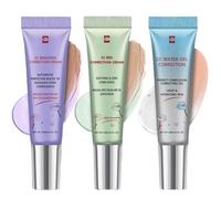 3PCS Color Correcting CC Cream with Centella Asia/tica,CC Cream Foundation,Lightweight Skin Perfector Tinted Moisturiser,Covering Corrector Invisible Pores Face Concealer,Colour Changing Foundation