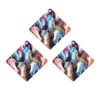 3PCS Colorful Cartoon Horses Car Air Freshener Hanging Scented Cards Cute Black Car Fresheners Long Lasting New Cars Scents for Women Men Natural Air Freshener with Lanyard Automotive Freshies