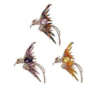 3Pcs Colorful Crystal Rhinestone Phoenix Brooches Cute Phoenix Bird Animal Brooch Pins Jewelry Accessories Gifts for Women Girls