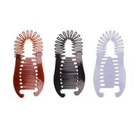 3Pcs Colorful Elongated Interlocking Plastic Banana Clip Hair Combs - Women Two Sides Hair Combs Ponytail Hair Clincher Hair Accessories for Ponytail Holder