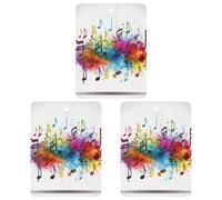 3PCS Colorful Music Car Air Freshener Hanging Scented Cards Cute Black Car Fresheners Long Lasting New Cars Scents for Women Men Natural Air Freshener with Lanyard Automotive Freshies