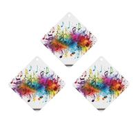 3PCS Colorful Music Car Air Freshener Hanging Scented Cards Cute White Car Fresheners Long Lasting New Cars Scents for Women Men Natural Air Freshener with Lanyard Automotive Freshies