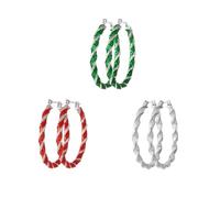 3Pcs Colorful Red Green Gold Christmas Hoop Earring for Women Glitter Santa Claus Big Circle Earring Christmas Gifts Holiday Birthday Jewelry, Acrylic, No Gemstone