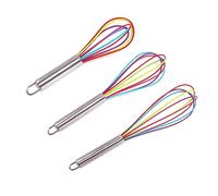 3PCS Colorful Silicone Whisk, Kitchen Baking Whisk, Large Medium Mini Baking Utensils, Suitable for Stirring Batter, Mixing Sauce, Frothing Milk