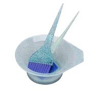 3pcs Coloring Kit, Crystal Highlighting Comb Brush Set for Treatment, Salon Dye Tools with Bowl - Blue