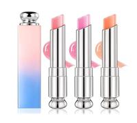 3Pcs Colour Changing Tinted Lip Balm Set - Crystal Jelly & Natural, Temperature Color Change, Nutritious Moisturizing, For Teenage Girls Gifting & Daily Lip Care (Clear Flower)