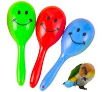 3PCS- Colourful Mini Ball Sand Hammer Parrot Rattle Shaker Musical Sound Toy Intelligent Sand Hammer Toys for Parakeets Canaries Cockatiels Conure Lovebirds(Random Color)