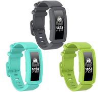 3pcs Compatible With Fitbit Ace 2 Bands For Kids 6+, Soft Silicone Watch Band Repalcement Strap(Gray+Teal+Lime)