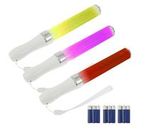 3Pcs Concert Light Stick,15 Colors Changing Lightstick,Battery-Operated Glow Sticks with Lanyards,25cm LED Flash Stick,Multicolour Neon Lightstick for Festivals Concerts Weddings Christmas Decor