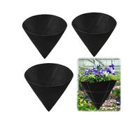 3PCS Cone Shaped Planter Basket Liners Fabric Hanging Plant Liners Non-Woven Planter Liners Black Liners 14in